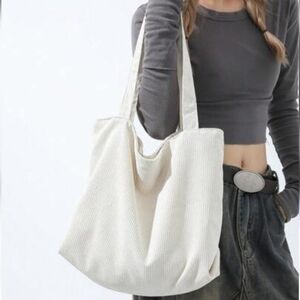 Corduroy Creme Tote Bag